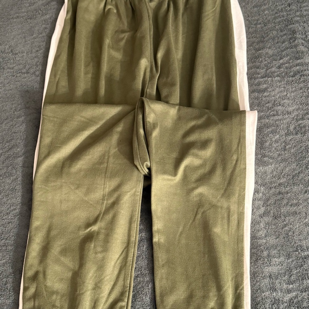 Charlotte Russe Olive Green Jogger Pants with White Trim